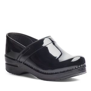 Black patent leather Dansko clogs